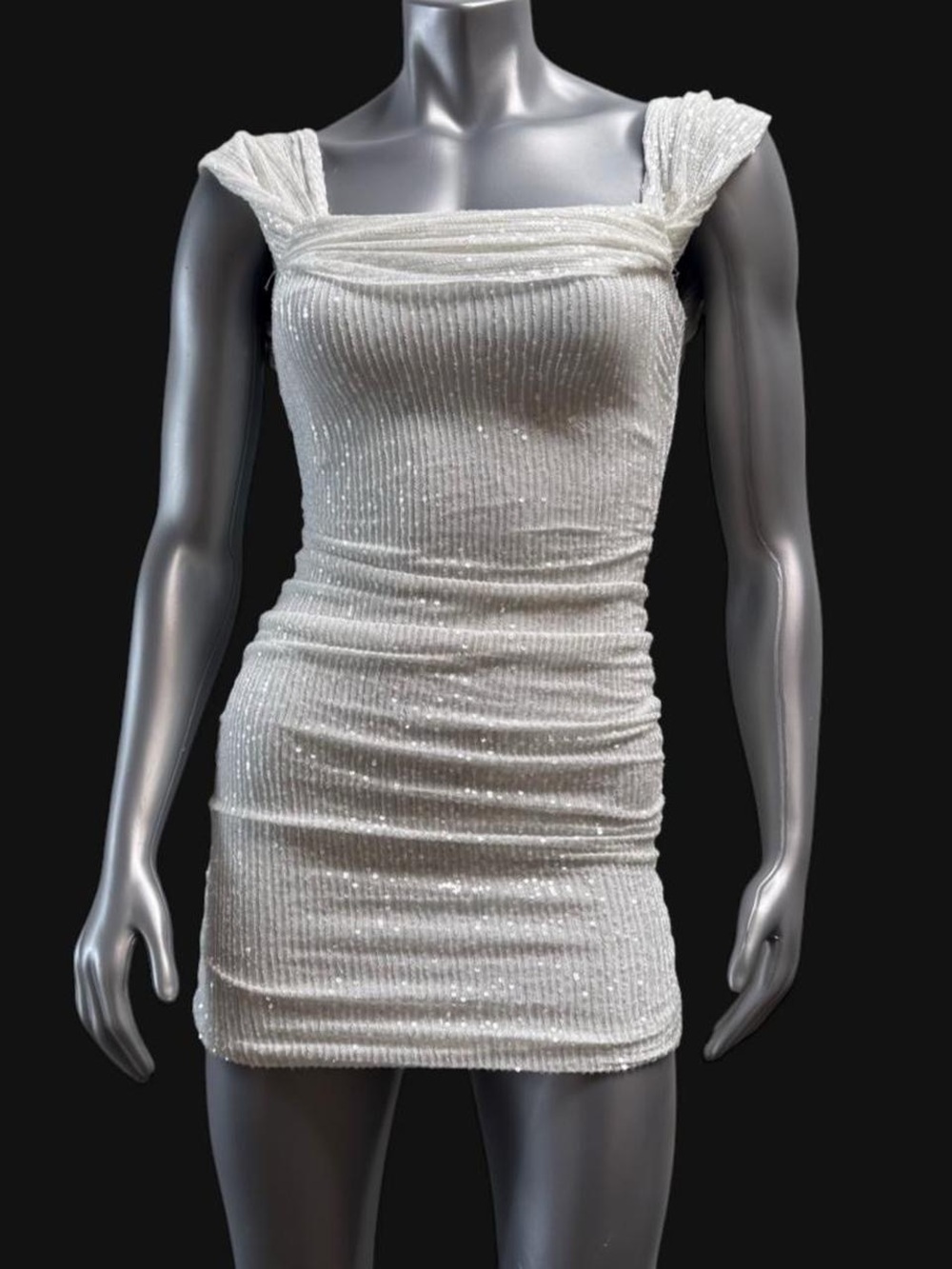 NWT Hello Molly White Sequin Bodycon Mini Dress XS / US 2